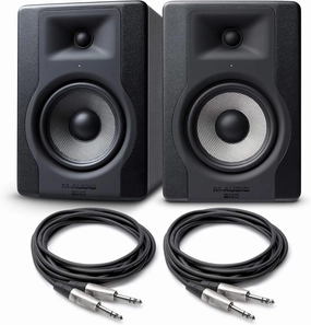 M-Audio BX5 D3-2-Way 5" Active Studio Monitors for Music Production/Mixing (Pair) and 5ft 1/4" TRS to 1/4" TRS Balanced Interconnect Cables (Pair)