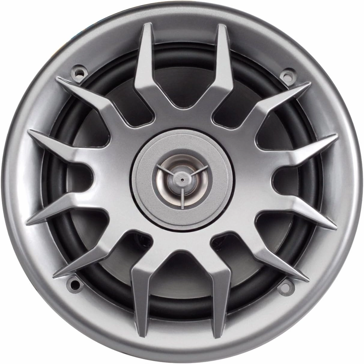 Marine Audio Speakers, 80 Watts, 6.5 Inch, Water Resistant, UV-Resistant, with Metallic Dome Tweeter, High-Performance Marine, RV & Vehicle Upgrade (Silver)