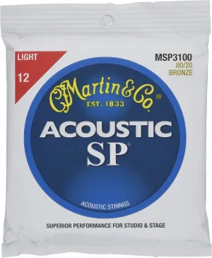 Martin MSP3100 SP 80/20 Bronze Acoustic Guitar Strings, Light