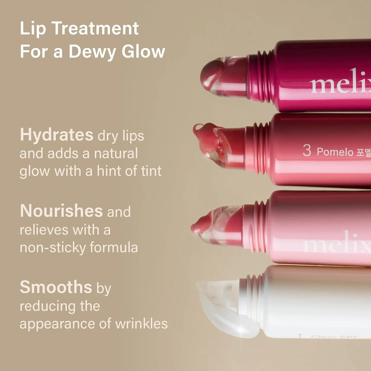 Melixir Vegan Lip Treatment, Sheer Tinted Lip Balm for Instant Hydration & Shine, Moisturizing Lip Gloss, Infused with Vegan Collagen & Jojoba Oil, Cruelty-Free, Korean Skincare-4 Berry(0.5oz)