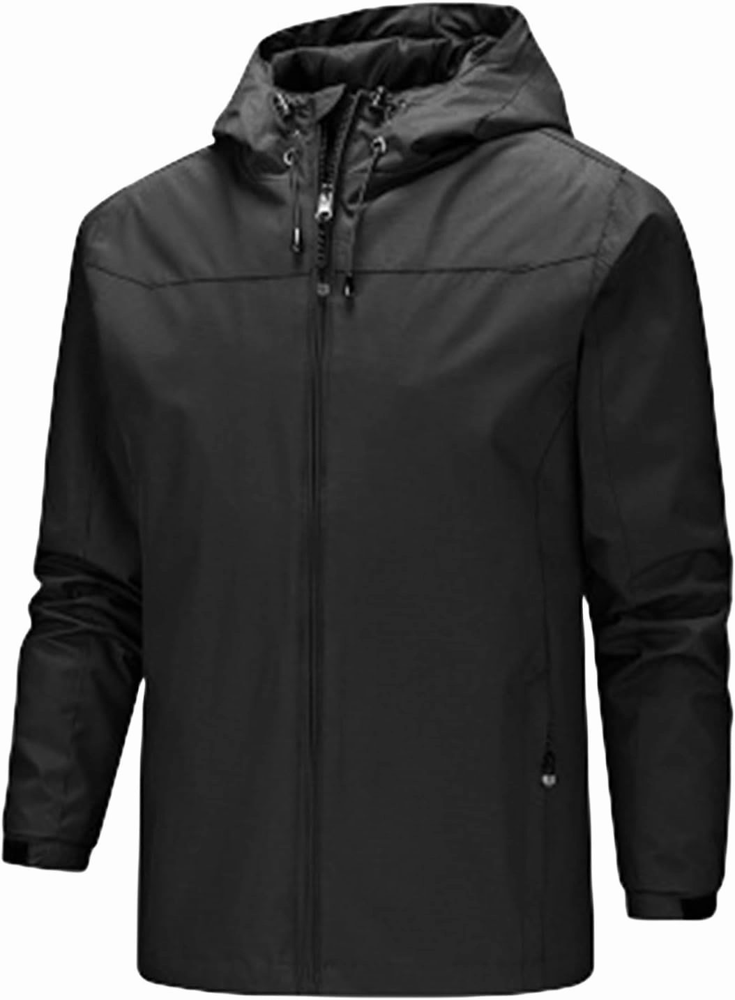 Mens Lightweight Water Resistant Softshell Hooded Jacket with Fleece Lining, Packable Waterproof Windbreaker