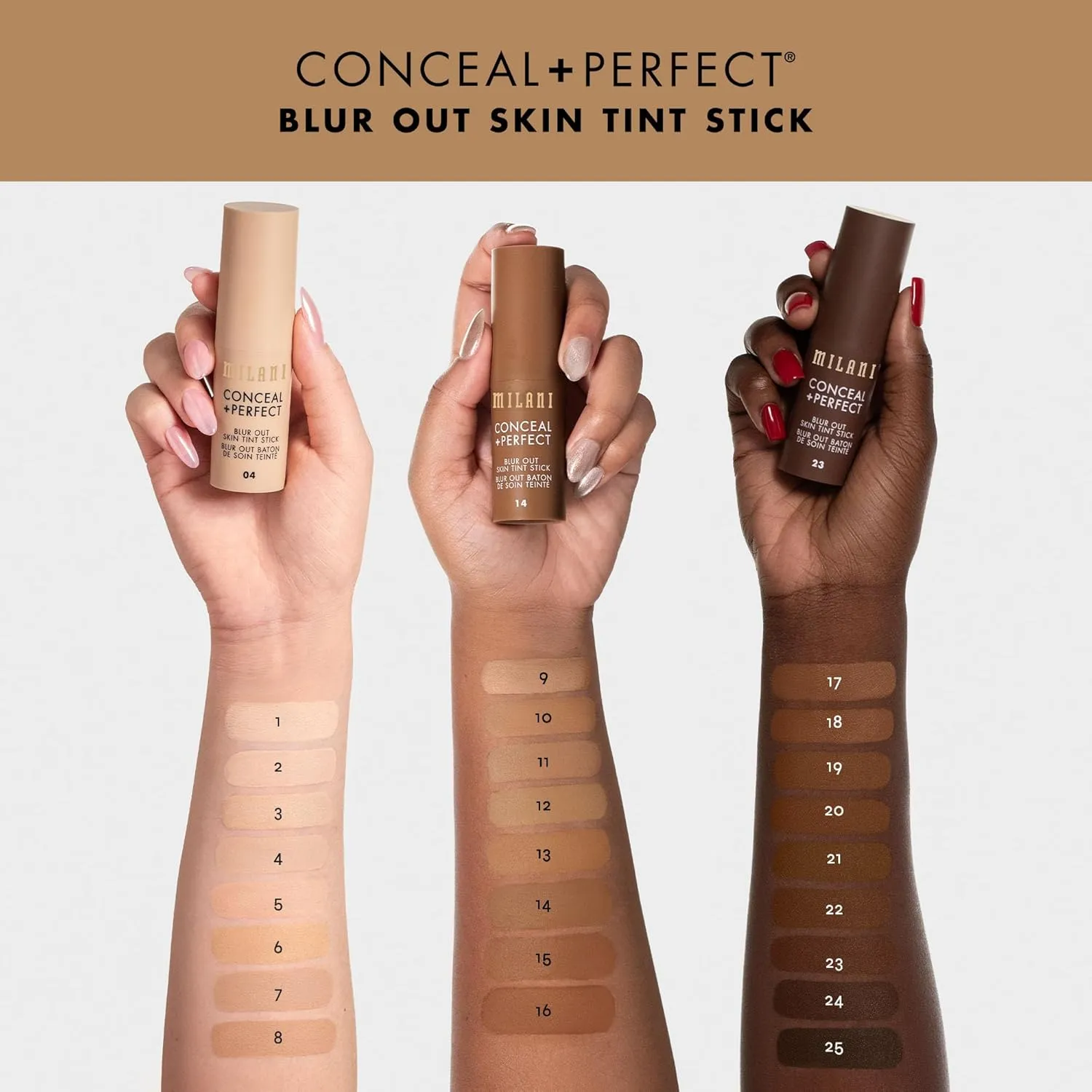Milani Conceal   Perfect - Skin Tint Stick, Blur Out Tinted Moisturizer Makeup, Shade 017