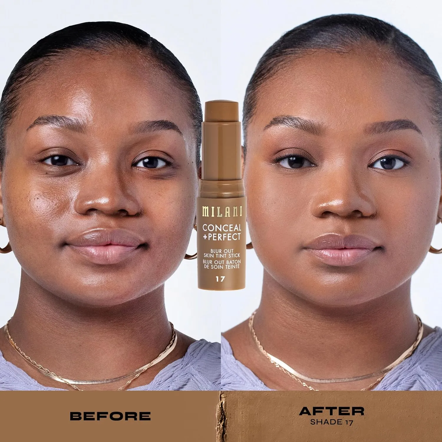 Milani Conceal   Perfect - Skin Tint Stick, Blur Out Tinted Moisturizer Makeup, Shade 017