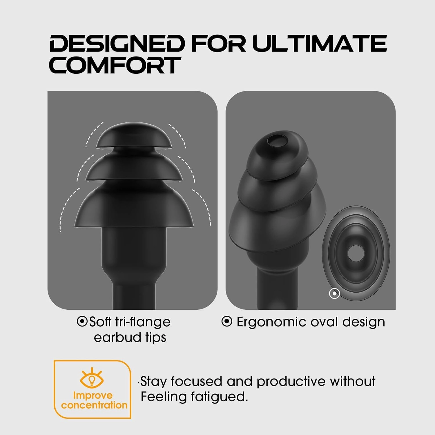 MIPEACE Work Earbuds Headphones, Ear Plug Headphones for Work-Noise isolating Earbuds Earphones for Industrial Safety Construction(Black)