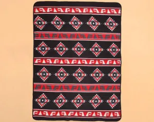 Mission Del Rey Southwestern Fleece Lodge Blanket 60"x80" for Yoga, Camping, Picnics, Travel, Sports, Cabin & Rustic Home Decor (Black/Red)