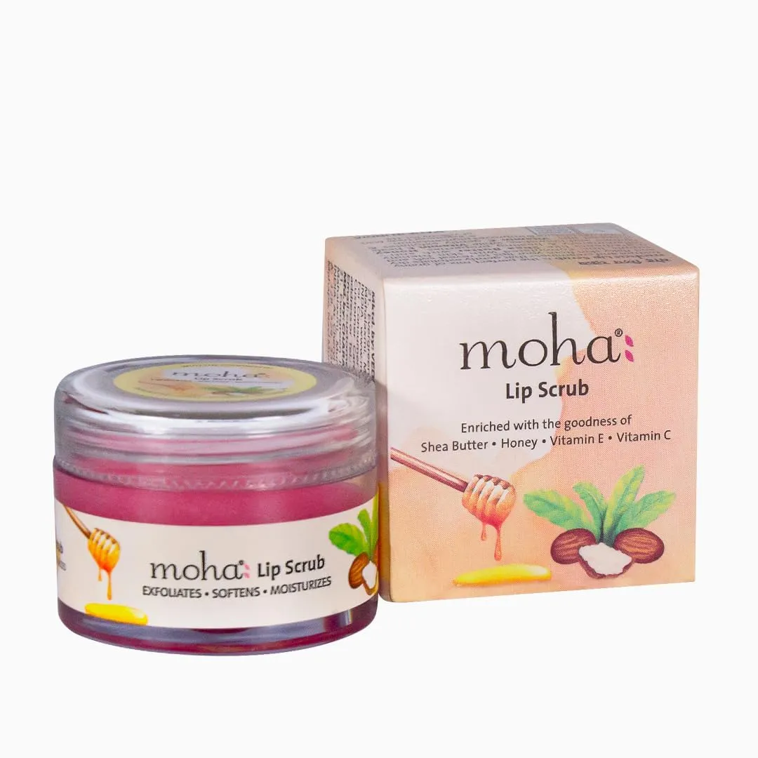 Moha: Lip Scrub 12 Gms|Reduction In Dark Lips & Pigmentation|Heals Dry & Chapped Lips|Enriched With Shea Butter, Honey Vitamin E, And C, This Nourishing Lip Scrub Locks In Moisture.