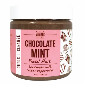 Mojo Spa Chocolate Mint Facial Mask | Chocolate, Peppermint Scent | Moisturizing & Detoxifying Clay Mask | 4 oz