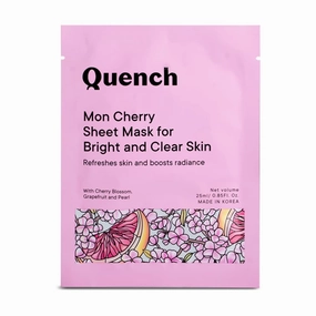 Mon Cherry Sheet Mask for Bright and Clear Skin | Made in Korea | Sheet Mask Drenched with Serum | Brightens Skin and Boosts Radiance | with Cherry Blossom, Grapefruit, Pearl, Olive Oil and Babassu Seed Oil
