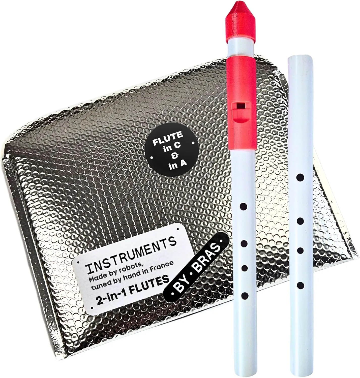 Native American Flute by Instruments by Bras with Interchangeable Mouthpiece and Two Bodies in C and A for All Skill Levels, Flute Instrument Handcrafted in France