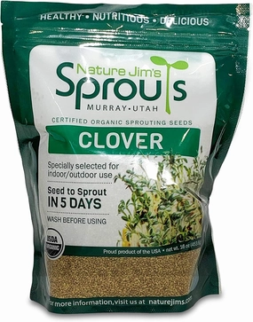 Nature Jims Sprout/Sprouting Seeds, Clover – Organic Non-GMO Premium Resealable Bag for Longer Freshness Rich in Vitamins, Minerals, Fiber, 16 oz