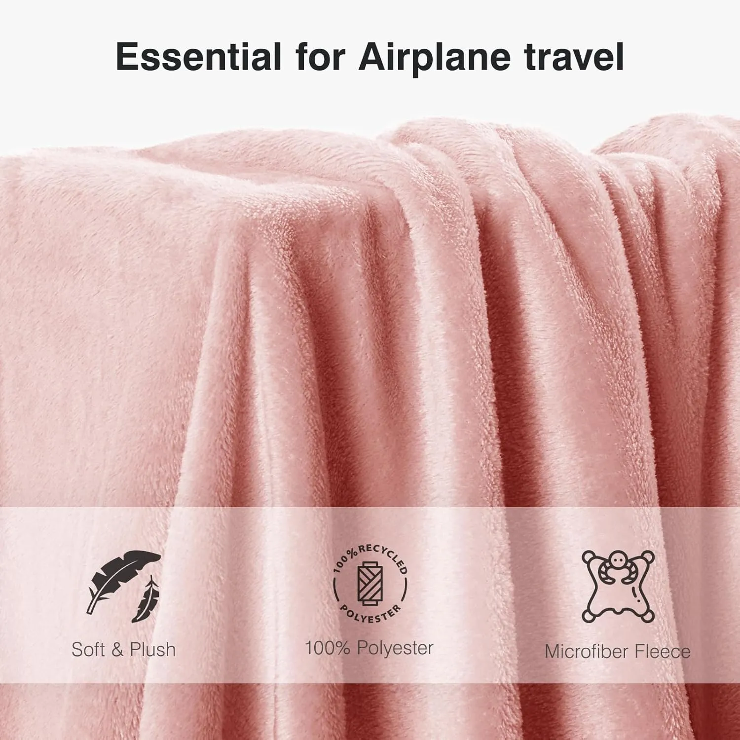 Neck Pillow and Blanket Set Travel Pillows Travel Essentials for Airplane Pink