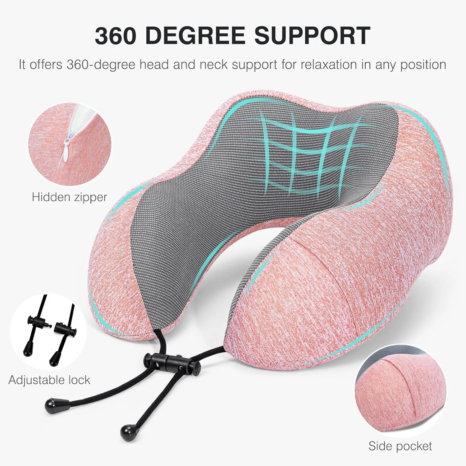 Neck Pillow and Blanket Set Travel Pillows Travel Essentials for Airplane Pink