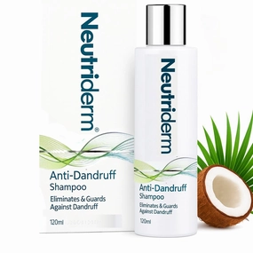 Neutriderm Anti Dandruff Shampoo, Fast-Acting, Dry Scalp Shampoo, Long-Lasting Relief, Dandruff Control Treatment for Itching, Flaking and Redness, Hydrating Scalp Treatment, 120ml (4.05 fl oz)