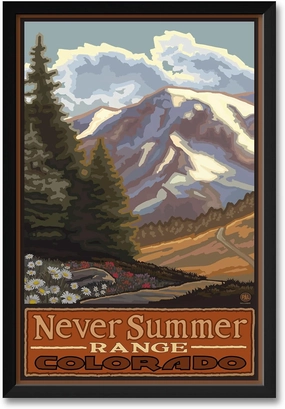 Never Summer Range Colorado Springtime Mountains Professionally Framed Art Print from Travel Artwork by Artist Paul A. Lanquist Framed Art Size: 26" x 38"