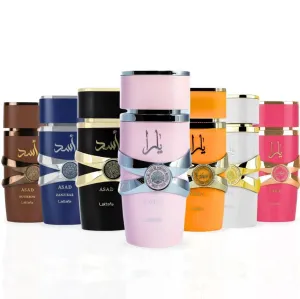 New Yara Collection 7 Piece Set Eau De Parfum Spray for Unisex (3.4 Ounce Pink Yara, Yara Moi, Yara Tous, Yara Candy, Asad, Asad Zanzibar, Asad Bourbon)