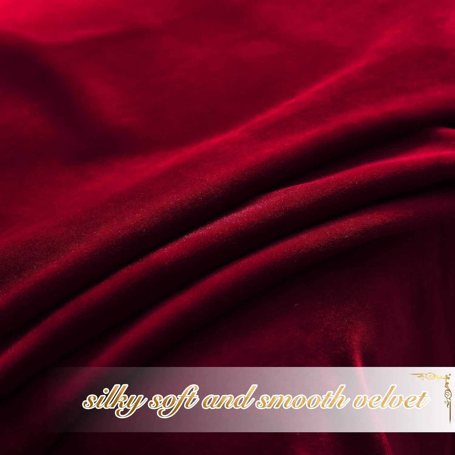 NICETOWN Extra Long Red Velvet Curtains and Drapes 120 inches Long 2 Panels with Back Tab, Super Soft Light & Heat Blocking Sliding Glass Door Panels for Display Window/Dance Room (52 inches Wide)