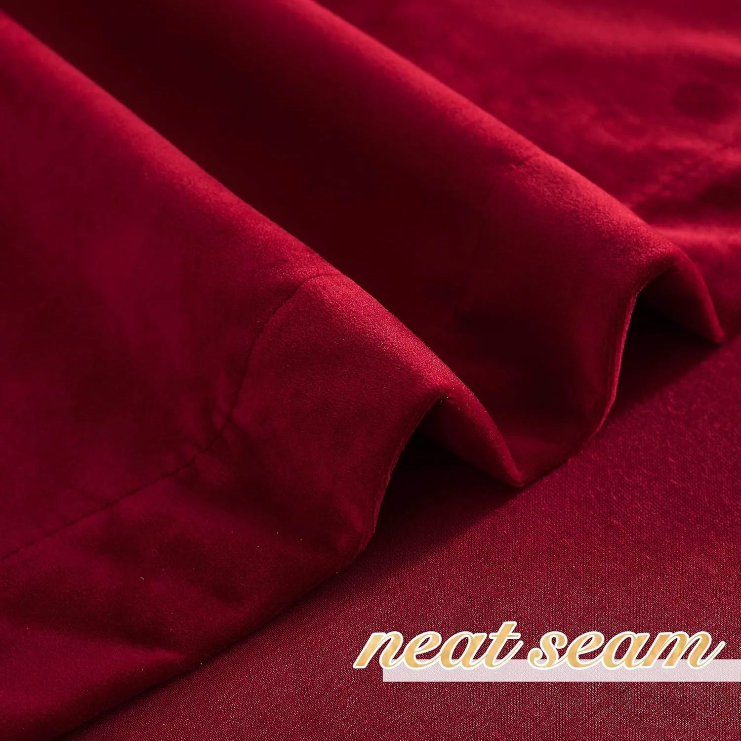 NICETOWN Extra Long Red Velvet Curtains and Drapes 120 inches Long 2 Panels with Back Tab, Super Soft Light & Heat Blocking Sliding Glass Door Panels for Display Window/Dance Room (52 inches Wide)