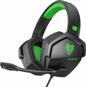 NUBWO N16 Gaming Headset for Xbox, PS5, PS4, PC, NS, Mac - Over Ear Headphones with Microphone, Stereo Sound, Wired Xbox Headet with 3.5mm Audio Jack (Black Green)