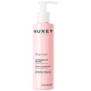 NUXE Very Rose Creamy Cleansing Milk Make-up Remover for Sensitive Skin, with Rose Floral Water for Face & Eyes, 6.8 oz