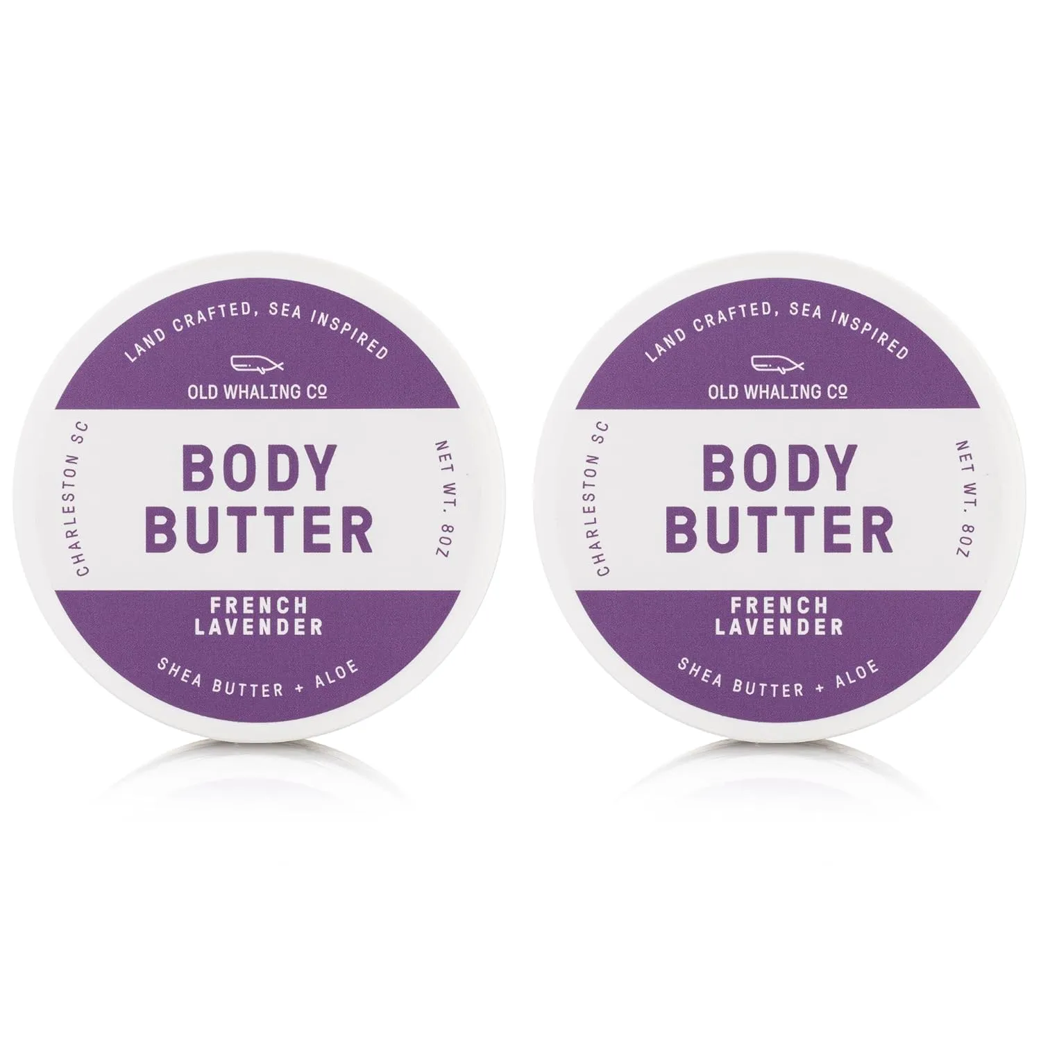 Old Whaling Co French Lavender Body Butter 2 Pack – Nourishing Cream with Shea Butter, Aloe and Sunflower Oil – Relaxing Lavender Scent, 8oz Jars, Set of 2