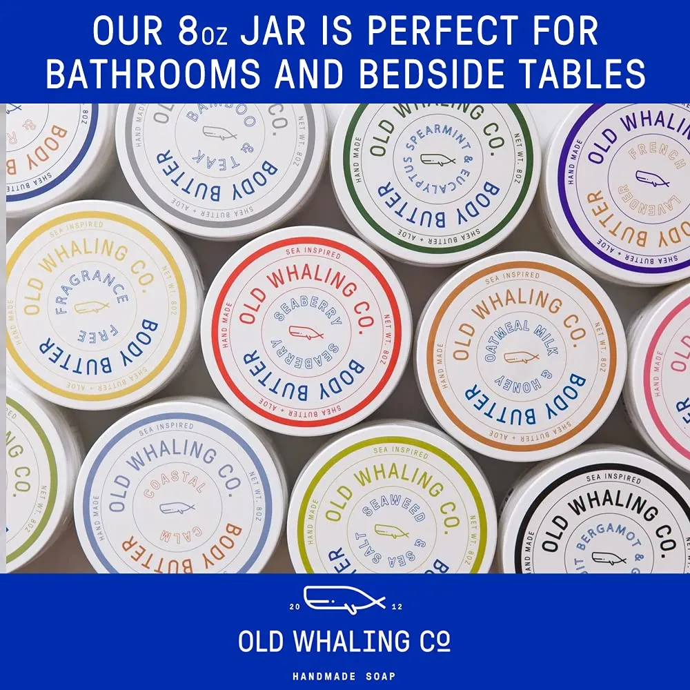 Old Whaling Co French Lavender Body Butter 2 Pack – Nourishing Cream with Shea Butter, Aloe and Sunflower Oil – Relaxing Lavender Scent, 8oz Jars, Set of 2