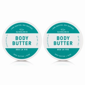 Old Whaling Co Sea la Vie Body Butter 2 Pack – Soothing Cream with Shea Butter, Aloe and Sunflower Oil – Rose, Apple and Jasmine Scent, 8 oz Jars, Set of 2