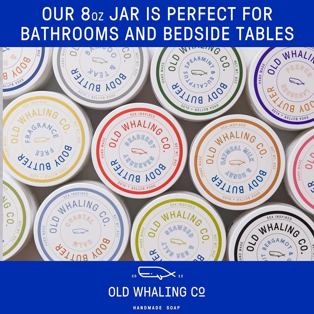 Old Whaling Co Sea la Vie Body Butter 2 Pack – Soothing Cream with Shea Butter, Aloe and Sunflower Oil – Rose, Apple and Jasmine Scent, 8 oz Jars, Set of 2