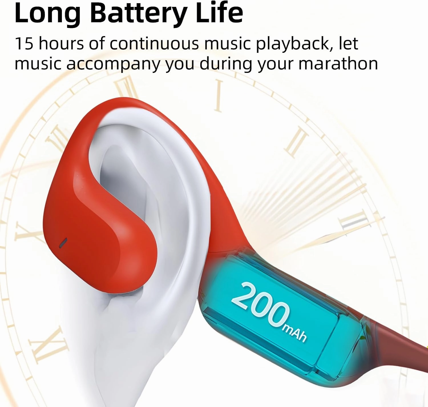 Open-Ear Air Conduction Headphones, 16GB MP3 Built-in, Bluetooth 5.4 Wireless Sports Headset, HD Clear Calls, 26g Ultra-Light, 15H Playtime, IPX5 Sweatproof for Running, Jogging,Red