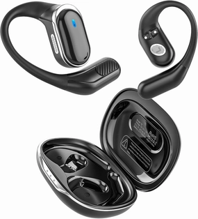 Open Ear Bluetooth Earbuds Wireless Headphones, 50Hrs Playtime Stereo Sound Earphones with IPX7 Waterproof Ear Buds, Ideal for Fitness, Travel - Black