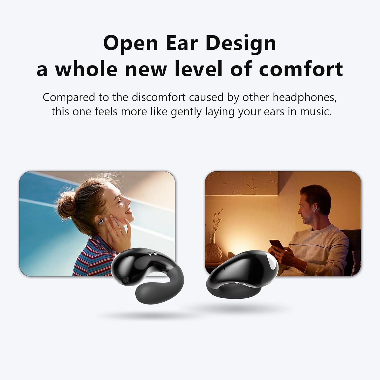 Open Ear Clip On Earbuds Bluetooth 5.3 Wireless Earbuds, Lightweight Comfort Bone Conduction Headphones with 36 Hours Smart Digital Display Waterproof Sport Ear Buds Fit Cycling, Running, Workout