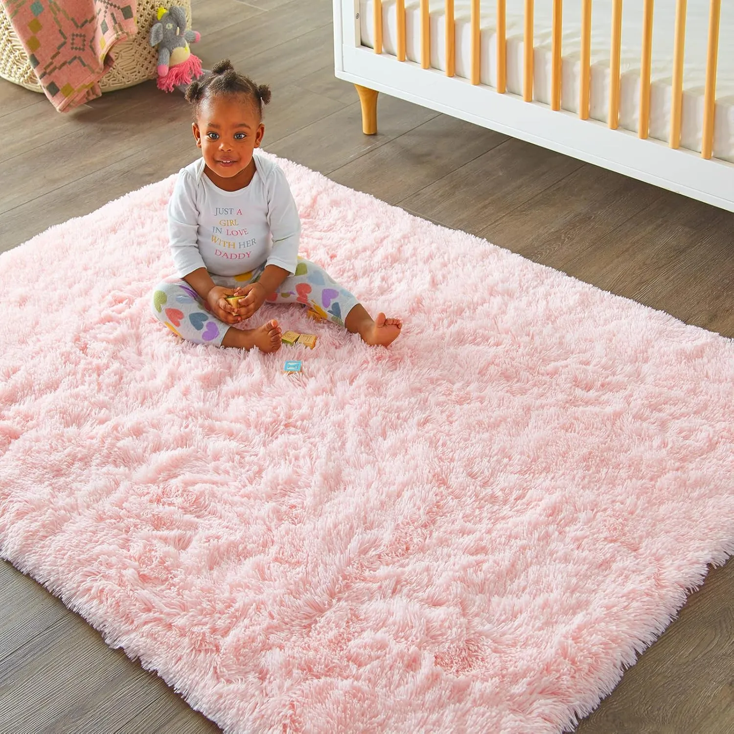 Ophanie Pink Rug for Bedroom Girls, Kids Fluffy Kawaii Fuzzy Furry Shag Area Rug, Cute Plush Soft Shaggy Bedside Indoor Floor 4x6 Carpet for Teen Nursery Dorm Home Room Decor Aesthetic