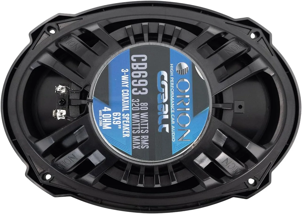 ORION Cobalt Series CB693 6x9” 3-Way Coaxial Car Speakers, 320W, 4 Ohms, Full Range, Enhanced Bass, Polypropylene Cone & Butyl Rubber Surround, Easy Install, Grills Included (Pair)