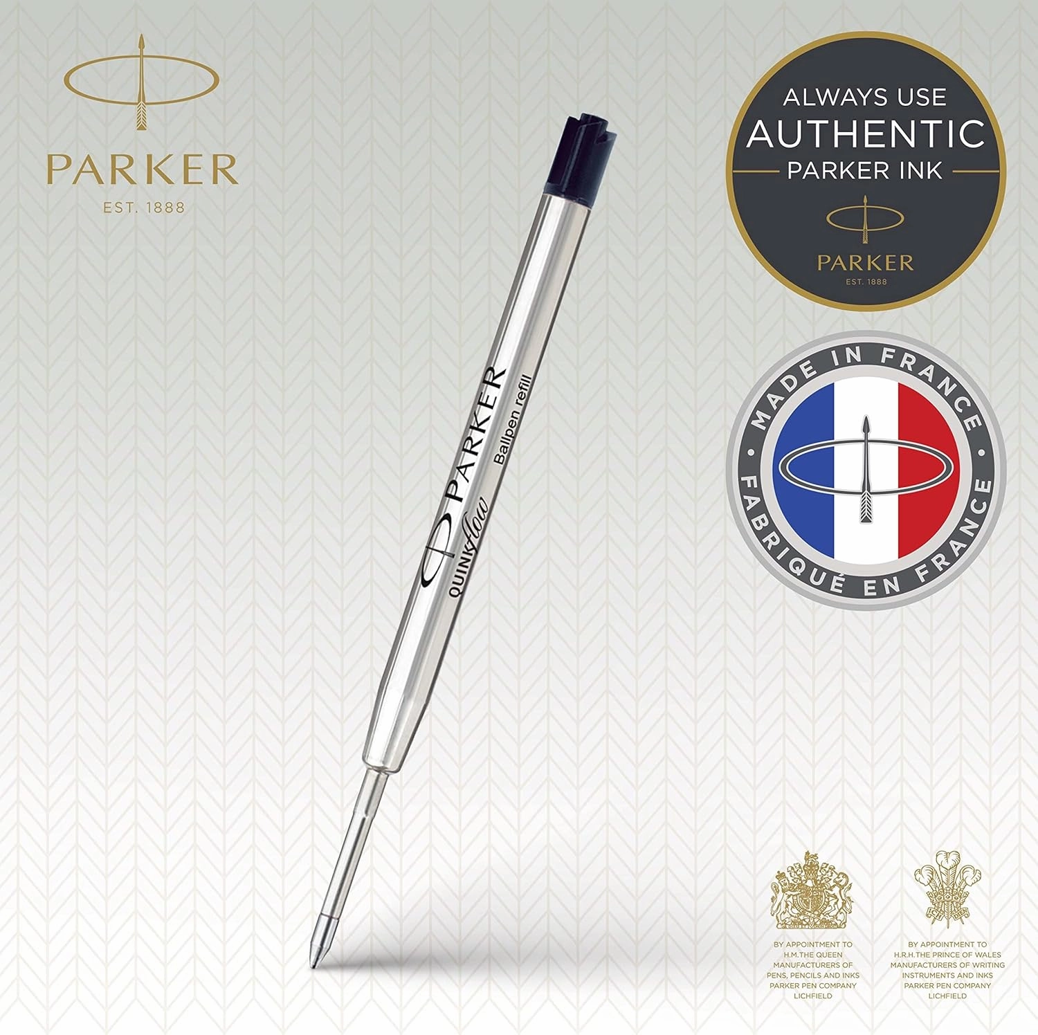 Parker Quinkflow Authentic Black Ink Refills Medium Point for Ballpoint Pens 10 Count
