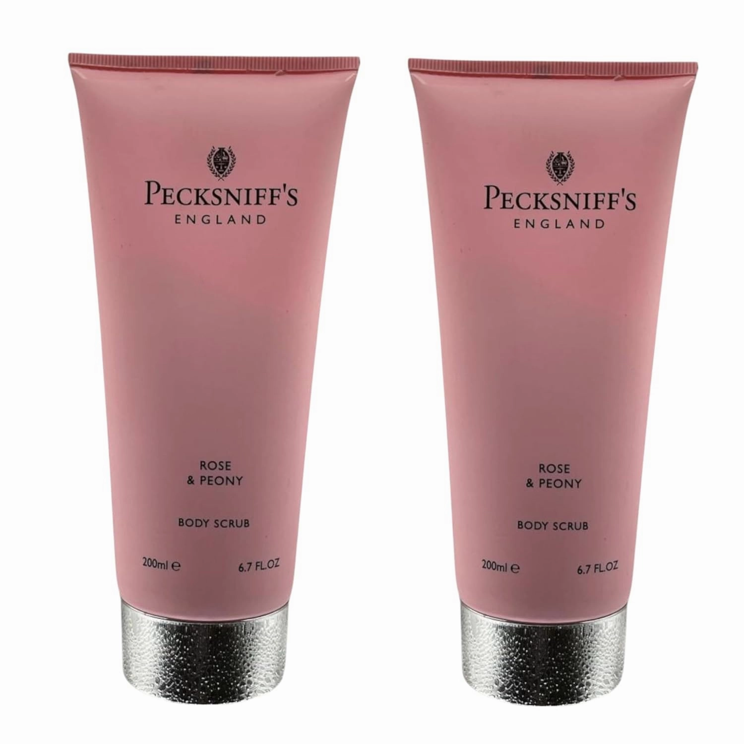 Pecksniff’s Rose & Peony Body Scrub 2 Pack – 200ml Each – Gentle Exfoliating Cream for Smooth, Glowing Skin – Floral Scented Body Polish – UK Bath & Body Care