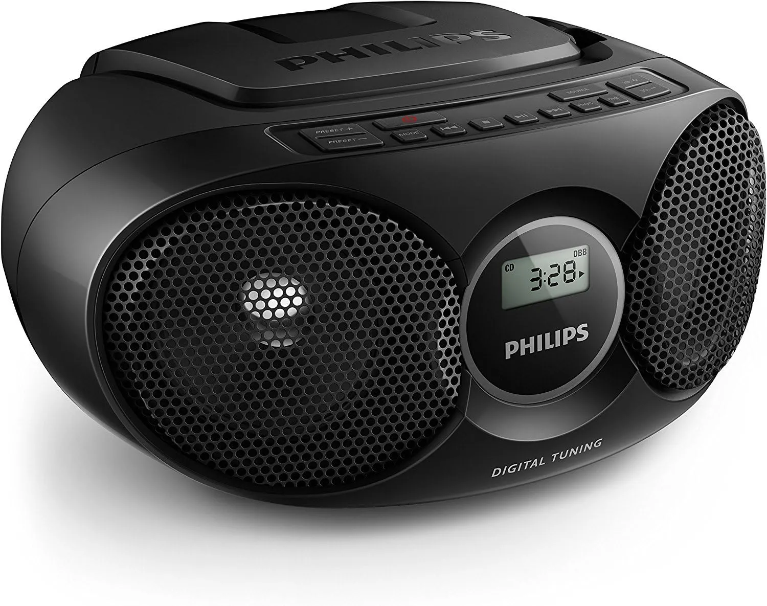 Philips Portable CD Player Boombox Radio CD Player Combo for Home, Stereo Sound Speakers and MP3/CD-R/RW Compatible, Programmable CD Player with FM Radio/USB/Headphone Jack/AUX Input