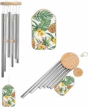 Pineapples Palm Leaves Flowers Wind Chimes Outside with Relaxing Rich Sound, Memorial Wind Chimes Gifts Porch Garden Backyard