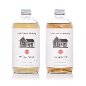 Pink House Alchemy Winter Mint and Lavender Simple Syrup 2 Pack For Coffee, Cocktails and Mocktails