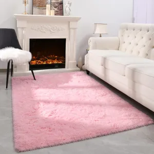 Pink Shaggy Rugs for Bedroom Living Room, 5x8 Feet Super Soft Fluffy Fuzzy Area Rug for Kids Baby Nursery, Modern Indoor Plush Carpet for Home Decor, Floor Furry Rugs for Children Dorm Rug