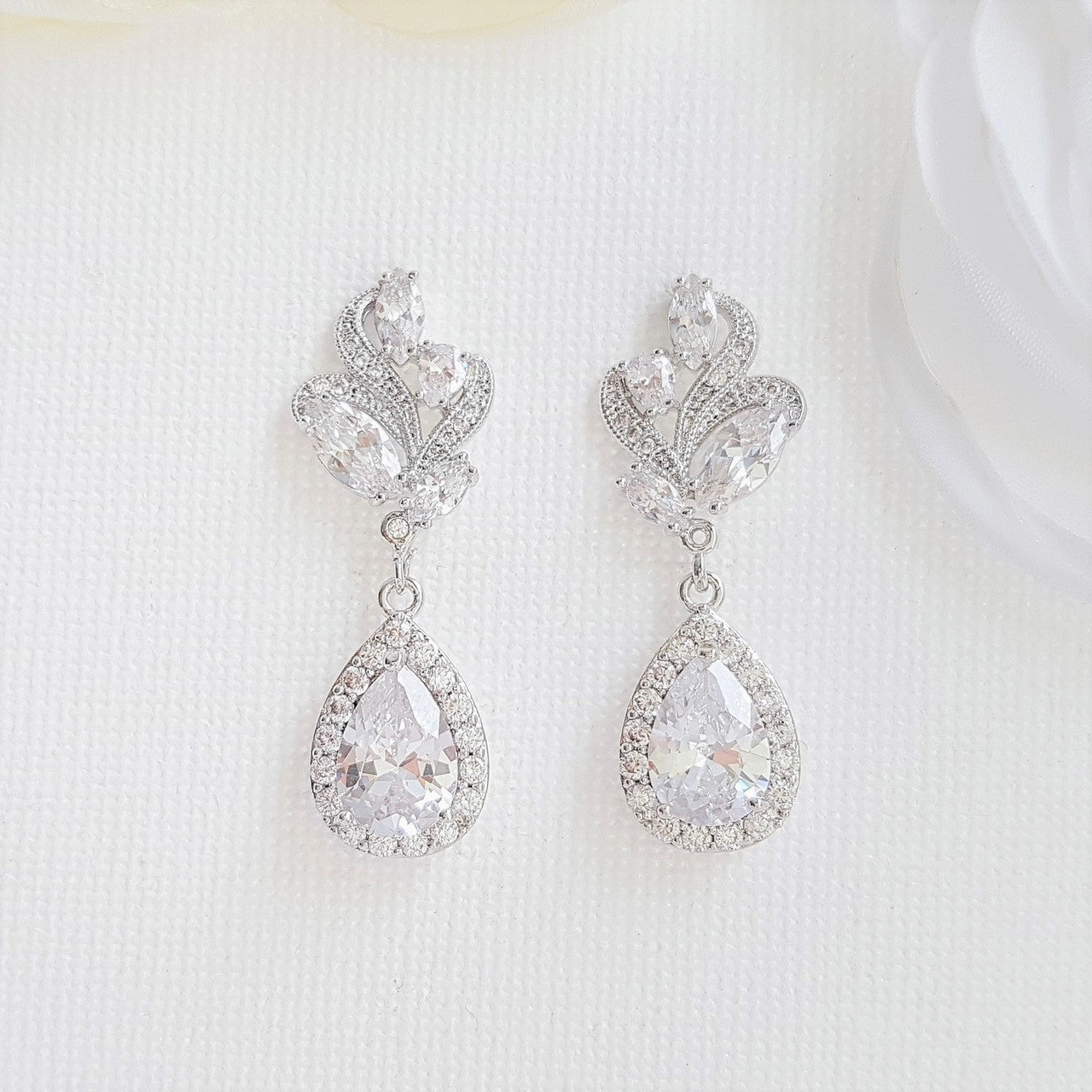Pink Gold Bridal Earrings-Wavy