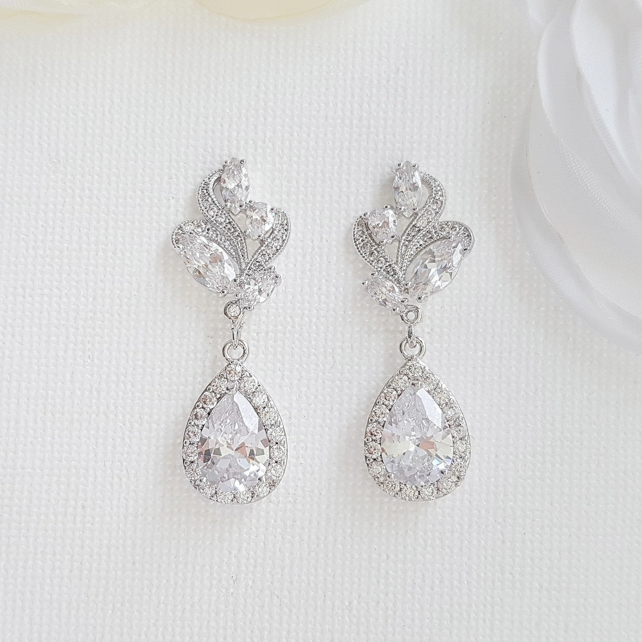 Pink Gold Bridal Earrings-Wavy