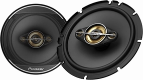Pioneer TS-A1681F, 4-Way Coaxial Car Audio Speakers, Full Range, Clear Sound Quality, Easy Installation and Enhanced Bass Response, Black and Gold Colored 6.5” Round Speakers