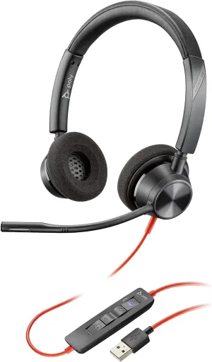 Plantronics - Blackwire 3320 - Wired, Dual-Ear (Stereo) Headset with Boom Mic - USB-A to Connect to Your PC, Mac or Cell Phone - Works with Teams (Certified), Zoom & More