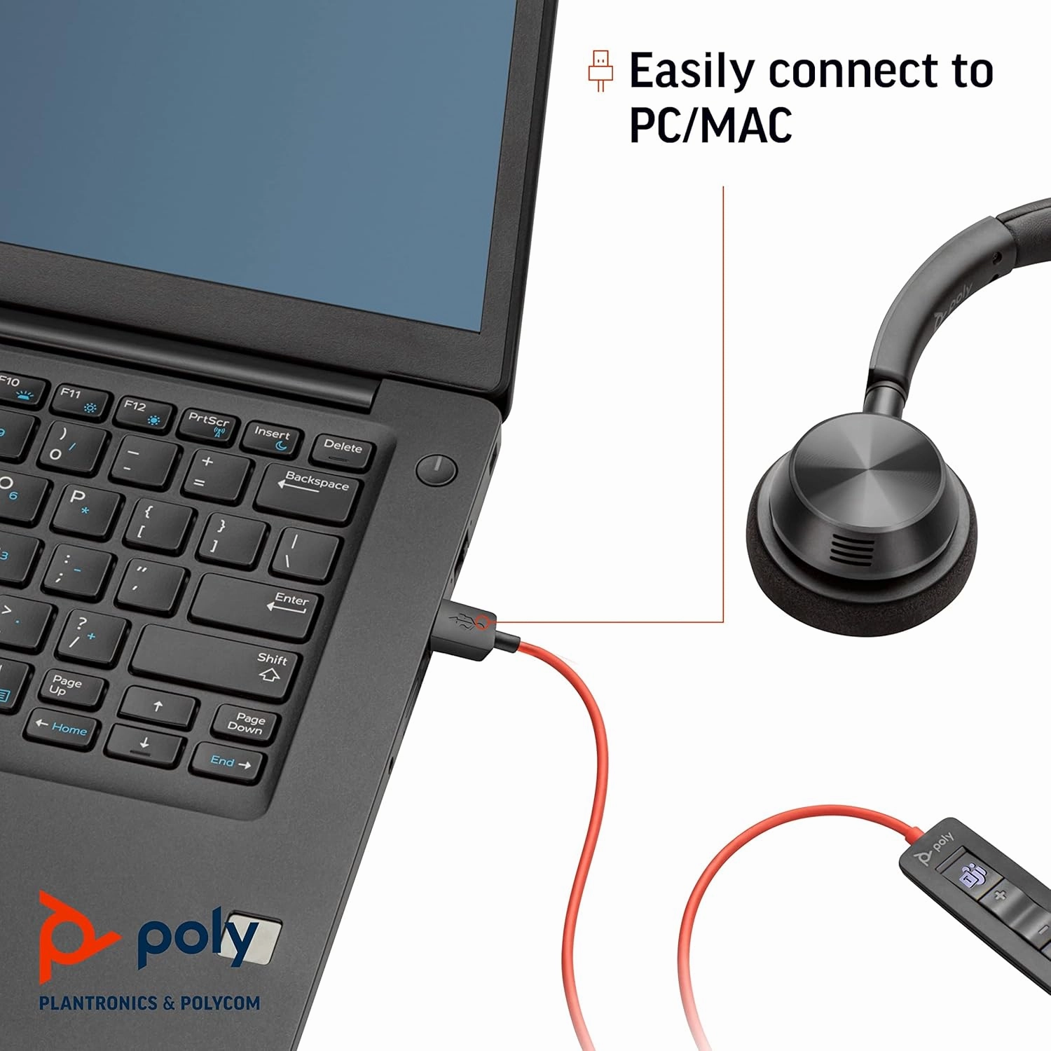 Plantronics - Blackwire 3315 - Wired, Single-Ear (Mono) Headset with Boom Mic, USB-A/3.5mm to Connect to Your PC, Mac, Cell Phone - Works with Teams (Certified), Zoom & More