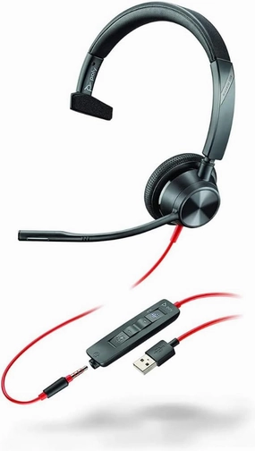 Plantronics - Blackwire 3315 - Wired, Single-Ear (Mono) Headset with Boom Mic, USB-A/3.5mm to Connect to Your PC, Mac, Cell Phone - Works with Teams (Certified), Zoom & More
