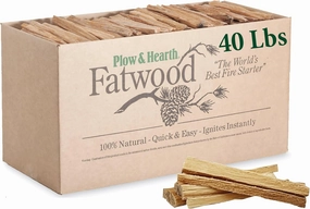 Plow & Hearth 40 LBS Fatwood Fire Starter Sticks, Organic Resin Rich Kindling Sticks for Wood Stoves Fireplaces Campfires Fire Pits, Non Toxic Natural Fire Sarters