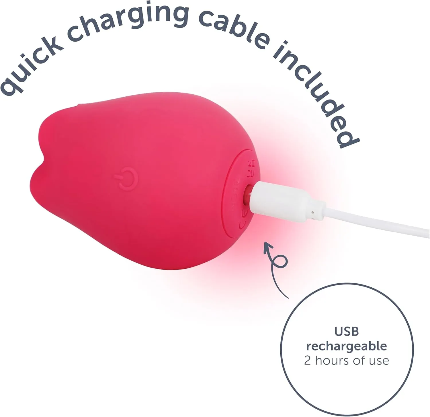 plusOne Rose Toy Vibrator for Women, Clitoral Stimulator Made of Body-Safe Silicone, Waterproof, USB Rechargeable and 10 Pulsing Settings, Red