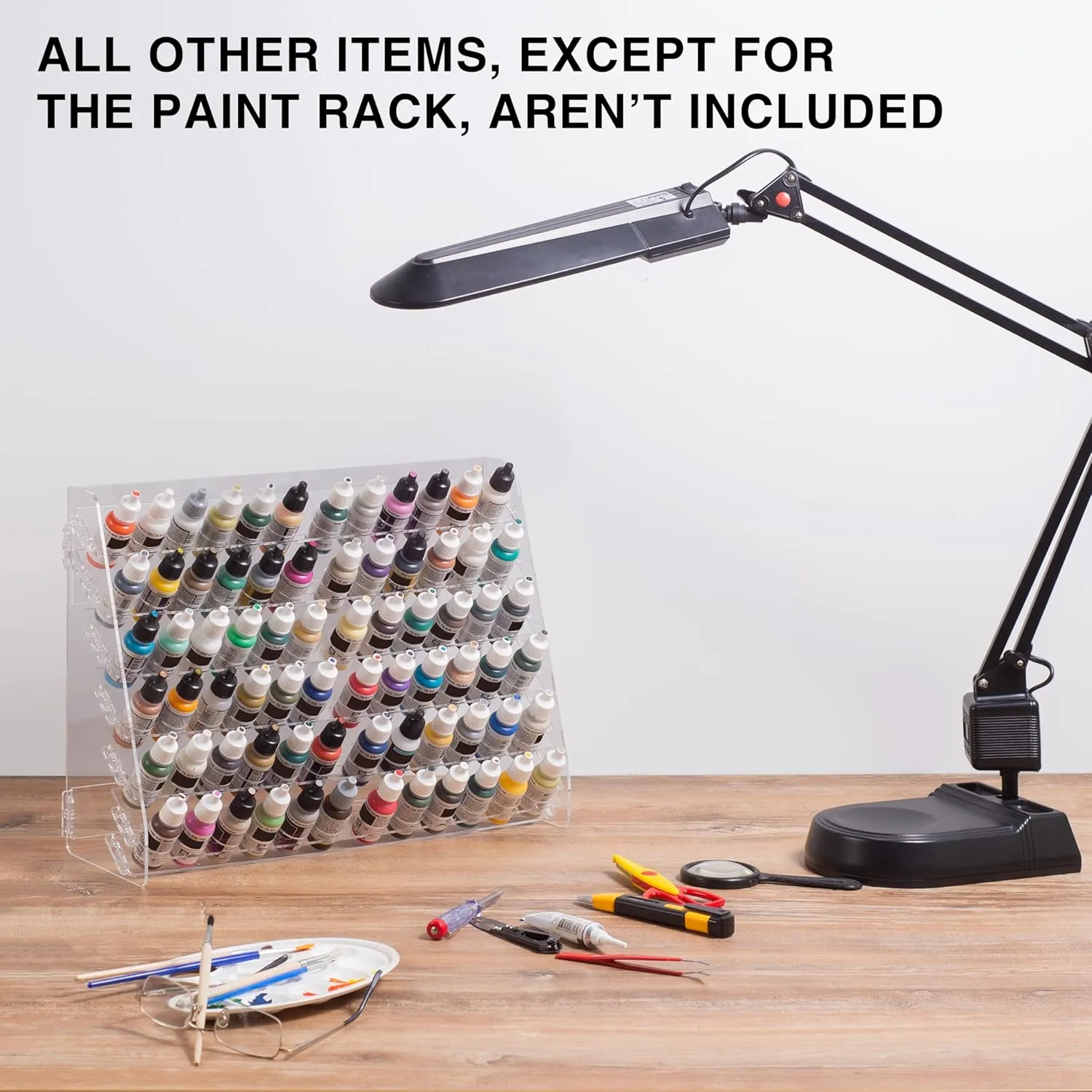 Plydolex Acrylic Paint Rack Organizer with 60 Holes Suitable for Citadel Paints and Others - Wall-Mounted Paint Rack Ideal for Paint Storage of Miniature Paint Sets