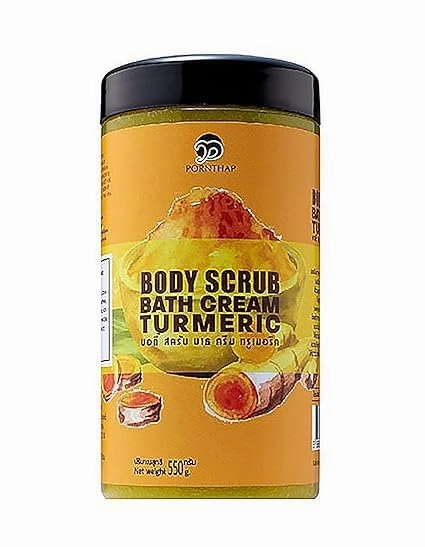 PornThap Premium Organic Body Scrub Bath Cream TURMERIC Formula (1.35LB) 550 g. PEARL BODY SCRUB mixed Dead Sea Salt & Nutrients INCLUDES, Fast Results First Use Exfoliating, Help for All Skin Problem