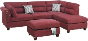 Poundex Sectional, Paprika Red