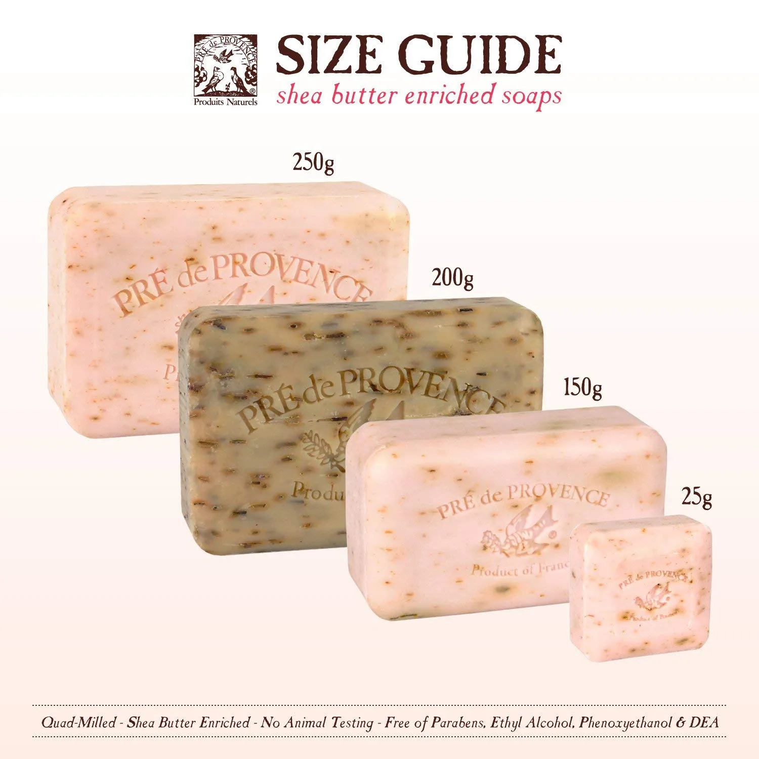 Pre de Provence Artisanal Soap Bar, Enriched with Organic Shea Butter, Natural French Skincare, Quad Milled for Rich Smooth Lather, 8.8 Ounce, Rose Petal